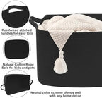 96L Woven Laundry Basket with Handles, Extra Blanket Basket,Black - Image 3