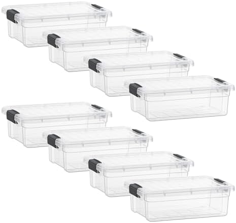 Superio 7.4 Quart Clear Plastic Storage Bin with Lid, Stackable Organizer Box, BPA-Free Storage Container for Home, Garage, School & Office, 8 Pack by Superio