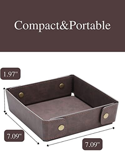 CASIRENA Faux Leather Valet Tray Organizer for Men - Catch-All Tray for Entryway Table Key, Wallet, Watch, Coin Change, Phone, Dresser EDC Dump Jewelry, Bedside Nightstand Desk-top - Image 4
