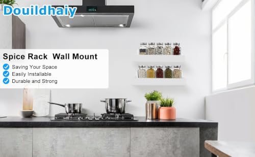 12 Inch Acrylic Spice Rack Wall Mount, White, 4 Pack - Image 6