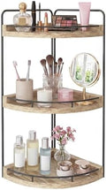 Fixwal 3 Tier Corner Bathroom Countertop Organizer Vanity Shelf Light Brown by Fixwal