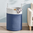 Nunsino Laundry Hamper 75L,Large Laundry Basket for Clothes,Decorative Storage Basket for Blankets,Cotton Rope Woven basket for bedroom,Navy Blue by Nunsino