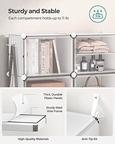 SONGMICS Shoe Rack, 10-Tier with Doors, 40-Pair Storage Cabinet | Shoe Organizer, Steel Frame, Plastic Panel, Bedroom, Entryway, Cloud White and Transparent, DAMION Collection ULPC035W01 - Image 5