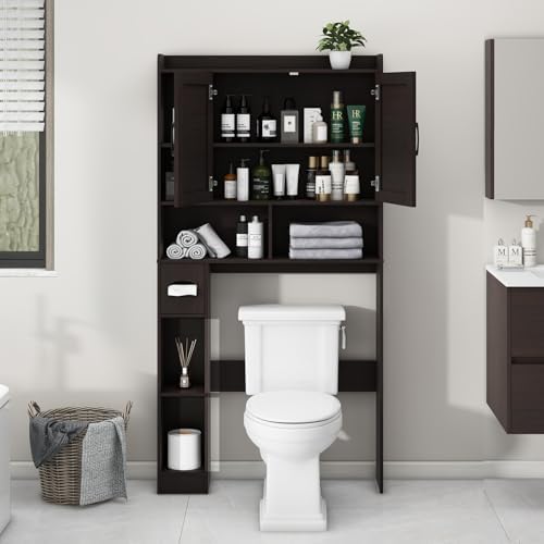 Vabches Over The Toilet Storage Cabinet with 2 Barn Doors, Espresso - Image 5