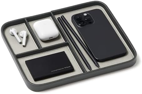 Nordik Leather Valet Tray - Medium EDC Tray - Sahara Gray 9.5 x 7.9 in by NordikByDesign