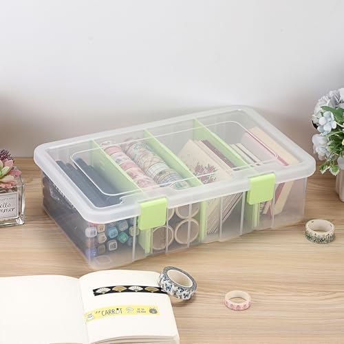 BTSKY Clear Plastic Dividing Storage Box with 4 Compartments Sewing Box - Image 2