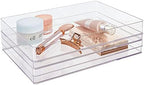STORi SimpleSort 2-Piece Stackable Clear Drawer Organizer Set | 12" x 9" x 2" Rectangle Trays | Wide Makeup Vanity Storage Bins and Office Desk Drawer Dividers | Made in USA by STORi