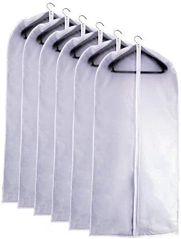 Garment Bags for Hanging Clothes 24''X48'' Suit Bags for Closet Storage (Pack of 6) Plastic Waterproof Suit Cover Bags with Zipper for Coats, Jackets, Shirts by UOUEHRA