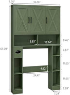 Vabches Over The Toilet Storage Cabinet with 3 Barn Doors.Green - Image 2