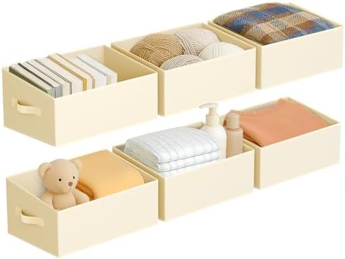 DIMJ Closet Storage Bins 6 Pack - Fabric Storage Baskets for Shelves, Large Clothes Organizers with Handles, Trapezoid Shelf Organization Storage Cubes for Purse, Toys, Books, Towel, Clothes by DiMJ