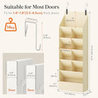 Lifewit 6 Tier Over the Door Shoe Organizer with 11 Large Deep Pockets, Fabric Hanging Shoes Shelf for Closet, Dorm Storage, Fit Up to 12 Pair Shoe Rack Holder for Sneakers, Boots, Beige - Image 2