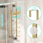HapiRm Towel Racks for Bathroom Storage - 6 Tier Over The Door & Wall Mount Rolled Towel Storage Organizer Holder with Metal Shelf Basket for Small Bathroom, Camper, Rv - Gold, Patented - Image 2