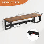 Coat Rack Wall Mount, Wood Wall Shelf with Hooks, Coat Hanger Wall Mount with 4 Metal Hooks, Wall Mounted Coat Rack Organizer for Entryway, Bedroom, Living Room, Room Decor, Brown 2 Pack - Image 3