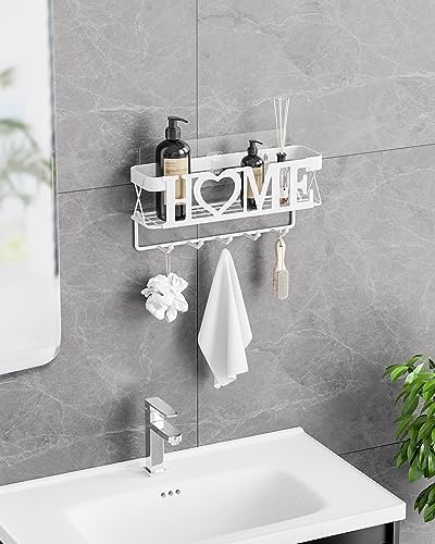 Key Holder Wall Mount - Adhesive Key Holder with 5 Hooks, Key Rack and Mail Organizer, Metal Basket Key Hanger for Entryway, Home, Living Room Decor, 11" L×2.8" W×4.9''H(White) - Image 5