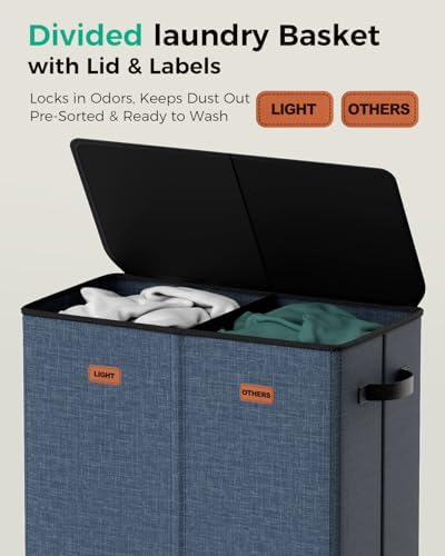 150L 2-Section Laundry Hamper with Lid – Removable Bag, Double Compartment Clothes Hamper for Bathroom, Bedroom, Dorm & Laundry Room - Image 4