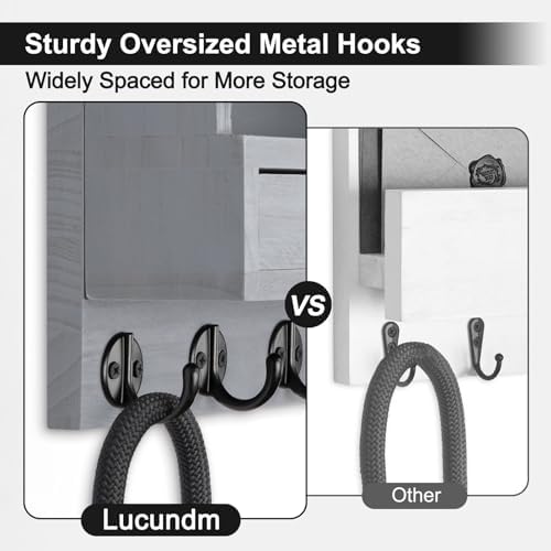 Key Holder Wall Mount, Mail Holder with Storage Drawer - Image 5
