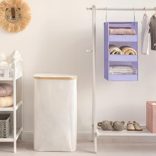 GRANNY SAYS 3-Shelf Hanging Closet Organizer, Foldable Storage, Purple | 33 lb Capacity, No-Sag Support, Keeps Clothes Neat, Folds Flat, Fits RV, Dorm & Small Closets - Image 5