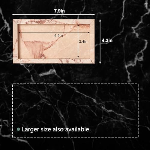 Natural Small Marble Vanity Tray, Stone Organizer for Bathroom & Kitchen - Image 2