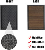 Valet Tray Leather Base Wooden Catchall Tray, Black Rattan Weave - Image 4
