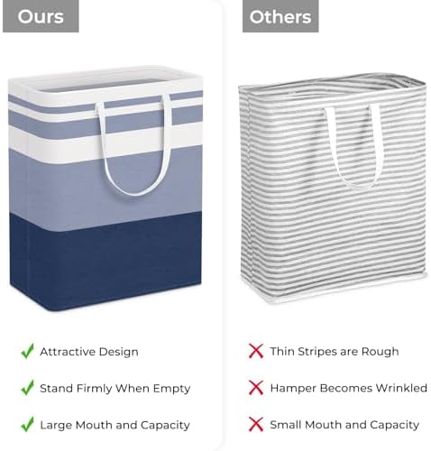 HomeHacks 2-Pack Large Laundry Basket, Waterproof, Freestanding Laundry Hamper, Collapsible Tall Clothes Hamper with Extended Handles for Clothes Toys in the Dorm and Family (Blue, 125L) | Waterproof, Freestanding, Collapsible Clothes Hamper with Reinf... - Image 3
