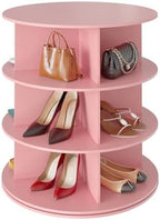 SpaceAid 3 Tier Rotating Shoe Rack Tower, Spinning Shoe Display Lazy Susan, Revolving 360 Shoe Rack Storage Round Carousel, Vertical Handbag Rotate Shoes Closet Organization (3-Tier Pink) by SpaceAid