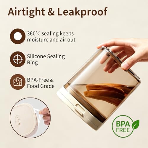 Airtight Food Storage Container with Magnetic Scoop & Built-in Leveler, 1200ML Coffee Storage Container with Date Tracker, BPA Free UV Blocking Food Container for Coffee Beans, Ground Coffee, Tea - Image 5