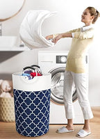 Large Laundry Basket 82L Tall Collapsible Hamper with Handles for Dorm Blue - Image 6