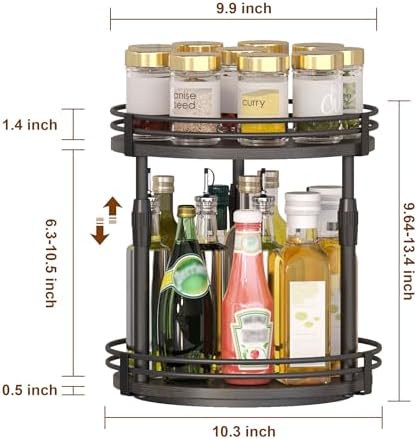Across-Star Lazy-Susan-Organizer-Spice-Rack, Rotating Spice Organizer for Cabinet Pantry, Seasoning Holder Spice Shelf with Adjustable Height, Kitchen Counter Shelf Countertop Organizer - Image 5