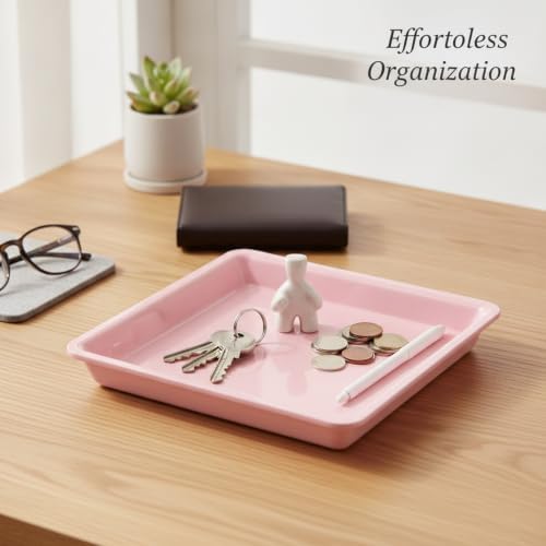 Square Storage Tray for Desk and Entryway Organization - Durable PP Catchall Dish for Keys, Coins, and Jewelry (7.5 x 7.5 Inches) - Image 3