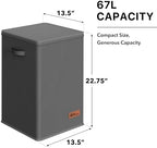 Simple Houseware Foldable Laundry Hamper Basket with Lid and Bag, Dark Gray - Image 2