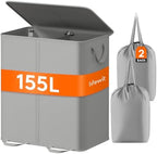 Lifewit Double Laundry Hamper with Lid, Removable Laundry Bags, Silver Gray by Lifewit