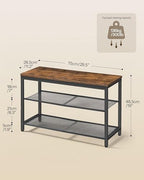 HOOBRO Shoe Bench, 3-Tier Shoe Rack, Industrial Shoe Organizer Storage Bench, 29.5 inches Entry Bench with Mesh Shelves, for Entryway, Living Room, Hallway, Easy Assembly, Rustic Brown BF75HX01 - Image 2