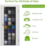 Baseball Hat Rack, 30 Pocket Over-The-Door Hat Organizer with Clear Deep Pockets to Display Baseball Caps Collection, Complete with 3 Over Door Hooks (Black, 30 Pockets) - Image 4