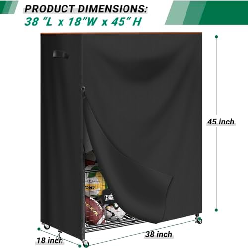 Garage Sports Equipment Organizer Cover,Waterproof 420D Oxford Protective Outdoor Indoor Sports Equipment Storage Rack Dust Cover 38"L x 18"W x 45"H (Only Cover) - Image 2