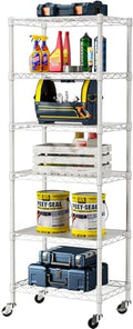 SINGAYE 6 Small Wire Shelves Kitchen Pantry Close Home Organizers and Storage Bathroom Shelf Laundry Room Organization Adjustable Book Metal Garage Shelving Unit by SINGAYE