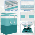 BlissTotes 3-Pack Laundry Basket, Collapsible Laundry Hamper, Green, 100L - Image 4