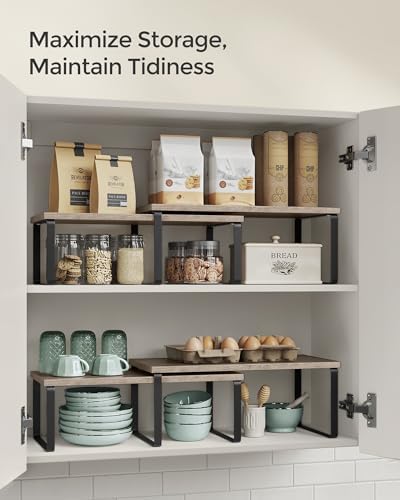 SONGMICS Cabinet Organizer Shelf, Set of 4 Spice Rack, Kitchen Storage - Image 5
