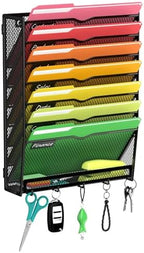 8-Tier Wall File Organizer with Hook, Hanging File Organizer Black by Unknown