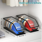 AOODA 2PCS Stackable Hat Storage for Baseball Caps, Clear Hat Organizer for Closet Holds up to 24 Caps, Men‘s Hat Box Display with Cardboard (Black) - Image 2