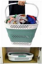 SAMMART 40L (10.5 Gallon) Collapsible Plastic Laundry Basket with Handles - Foldable Pop Up Storage Container/Organizer - Portable Laundry Hamper - Space Saving (2, White/Celadon Green) - Image 6