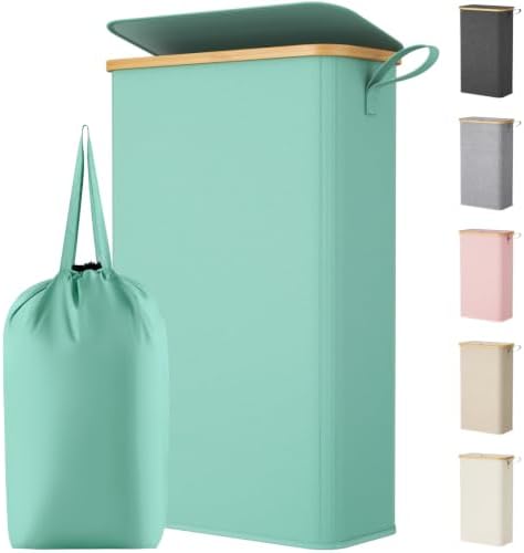 Lifewit 75L Slim Laundry Hamper with Lid and Removable Bag, Sage Green by Lifewit