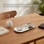 Oval Serving Tray, Stainless Steel Catchall for Keys Jewelry Snacks, Decorative Organizer for Vanity Entryway (1 PC) - Image 3