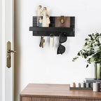Lwenki Decorative Key Holder for Wall with Shelf, Entryway Shelf with Hooks Holds Leashes, Jackets and Glasses – Sturdy Wood Keyholder Entrance Hanger with Mounting Hardware (Black, Medium) - Image 5