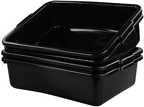 Teyyvn 13 L Plastic Bus Box, Commercial Wash Basin Tote Box, 4-Pack, Black - Image 6
