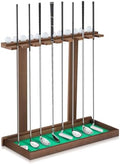 Blosssound Golf Putter Stand for 8 Clubs & 12 Balls Wooden Golf Club Holder Golfs Rack Display Organizer Storage with Artificial Grass Mat for Sports Indoor Home Garage Accessories by Blosssound