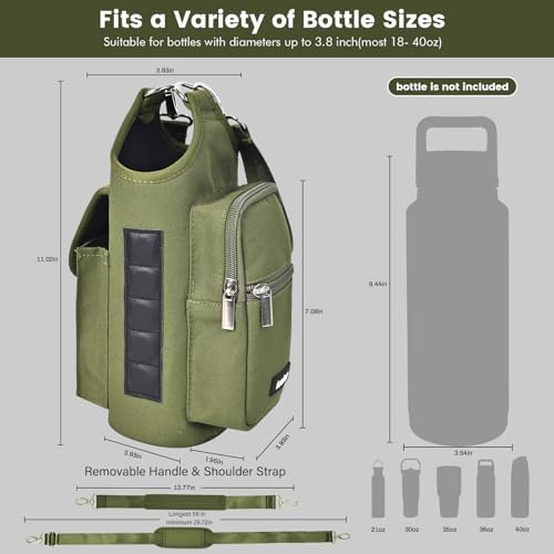 icolor Magnetic Gym Bag Water Bottle Carrier Holder with Phone Pockets & Shoulder Strap,Gym Magnetic Bag 5 Built-in Magnets Gym Accessories Organizer Sling Bottle Bag Pouch Sleeve - Image 3