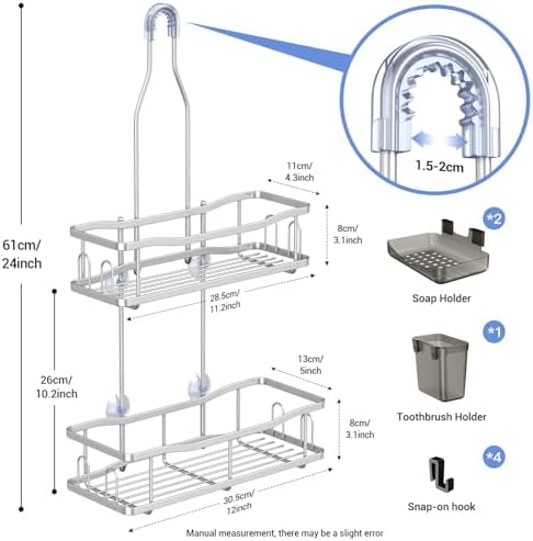 Hanging Shower Caddy Over Shower Head - No Drill Rustproof Shower Rack - Image 6
