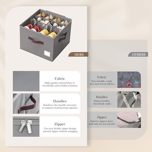 Criusia Shoe Organizer for Closet, 3 Pack Shoe Organizer with Transparent Cover and Sturdy Handles, Closet Shoe Storage for Sneakers Sandals Slippers, Fit 12-16 Pairs, Gray - Image 5