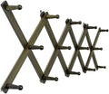 WEBI Accordion Wall Hanger,Expandable Wooden Hat Rack for Wall Mounted Coat Rack,Accordion Hat Hooks Holder for Baseball Caps,14 Peg,Dark Walnut by WEBI