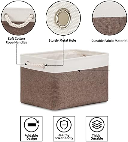 Bidtakay Baskets Fabric Storage Bins for Shelves [3-Pack] Decorative Storage Baskets for Organizing 15 X 11 X 9.5 inches Nursery Closet Foldable Toy Storage Closet Organizer Brown - Image 6
